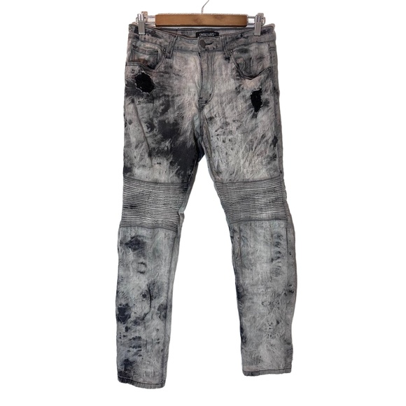 Smoke & Ash Other - Smoke & Ash Jeans 30x30” Grey Acid Wash Distressed Moto Grunge Thrashed Biker